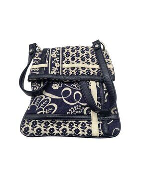 Vera Bradley Flipster Crossbody Bag Twirly Bird Navy Magnetic Foldover Closure